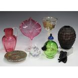 A small group of decorative glassware, including a Lalique Nu Sage (Nude Wide) black frosted glass