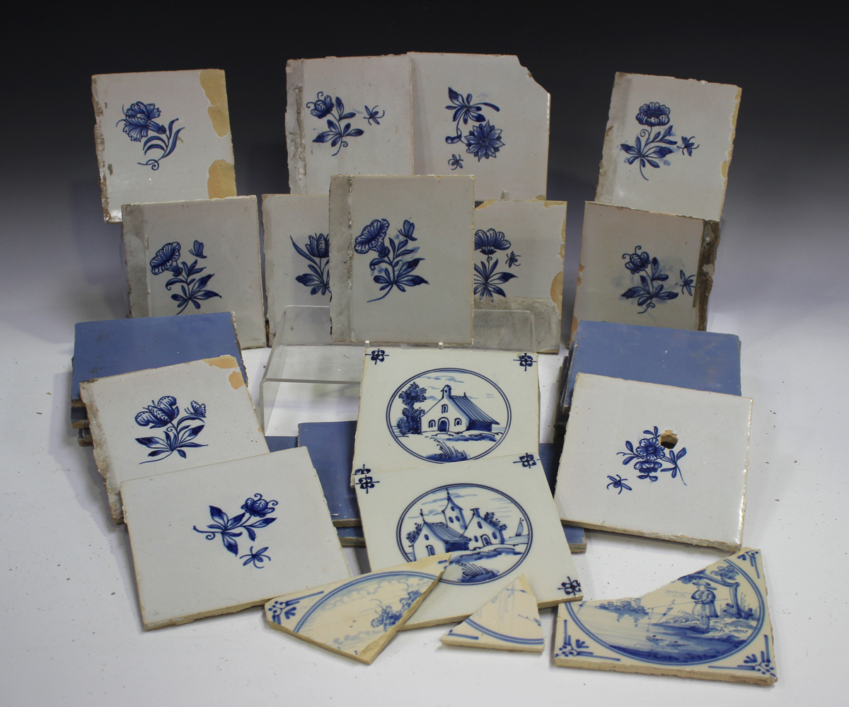 A group of approximately sixty Dutch Delft blue and white tiles, late 19th/early 20th century, - Image 2 of 4