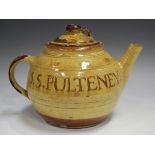 A Michael Cardew Winchcombe studio pottery teapot, circa 1929, decorated in a honey glaze, inscribed