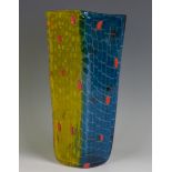 A Gianni Versace for Venini, Murano, limited edition glass vase, circa 1998, with aquamarine, yellow