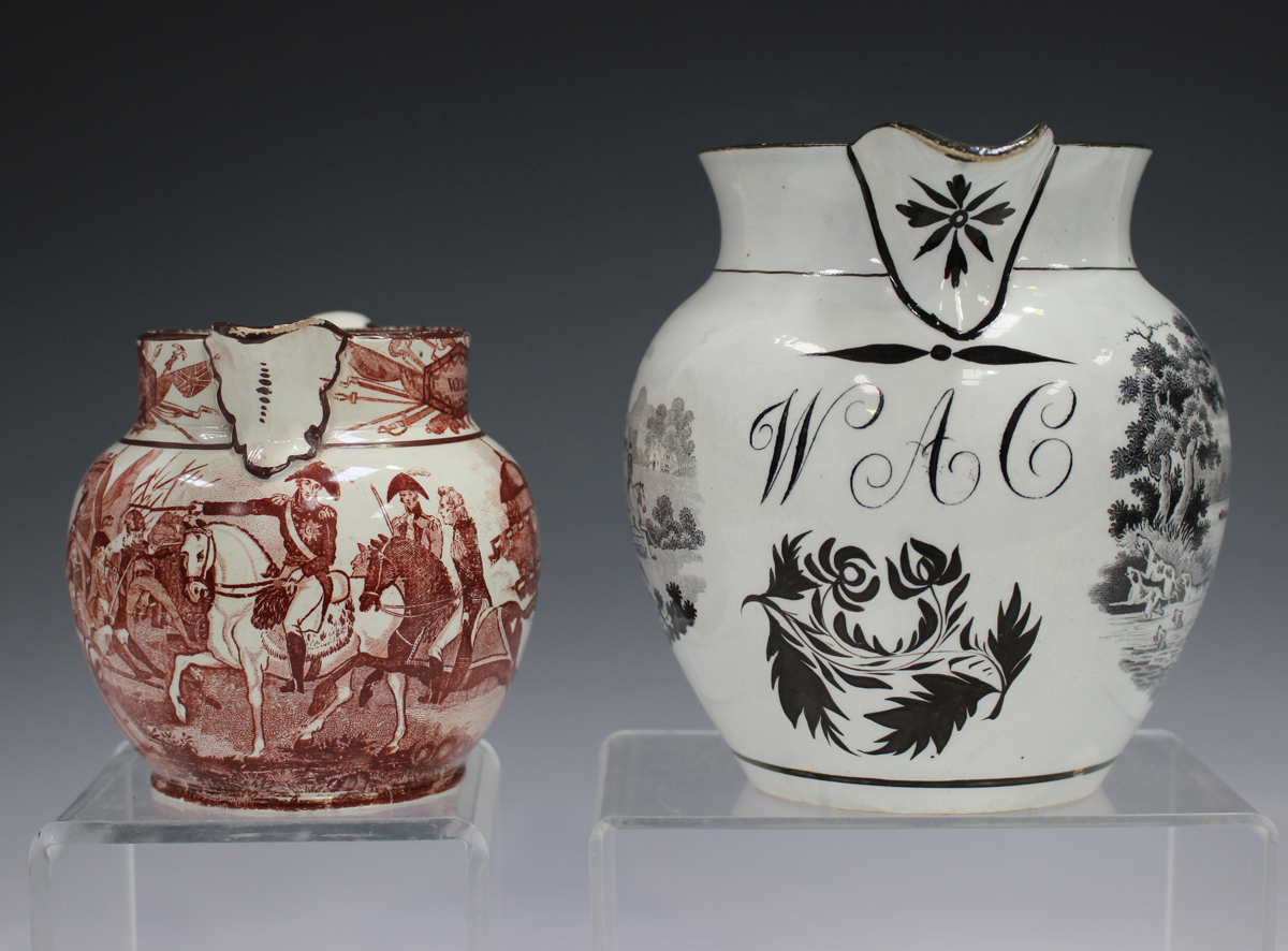 A rare Wellington Battle of Waterloo commemorative pearlware jug, circa 1815, printed in reddish - Image 7 of 7