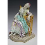 A Meissen figure of Sleeping Louise, late 19th century, modelled by Acier after a painting by Greuze