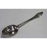 A Queen Anne silver dog nose spoon with rat tail to back of bowl, London 1705 by Edward Gibson,