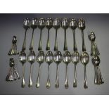 An Edwardian part canteen of silver Hanoverian Rat Tail cutlery, comprising eight table forks and
