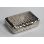 A George III silver rectangular snuff box, the exterior engraved with a check design, London 1808 by