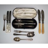 A Victorian silver three-piece christening set, comprising knife, fork and spoon, London 1869 by