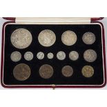 A George VI Coronation fifteen-coin specimen proof set 1937, including Maundy, with the original
