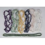 Twenty-four mostly tumbled hardstone bead necklaces, including amethyst, quartz, rose quartz and