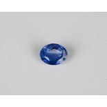 An unmounted oval cut sapphire, dimensions 1cm x 0.8cm x 0.5cm.Buyer’s Premium 29.4% (including