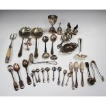 A collection of plated cutlery, including a part canteen of Old English pattern cutlery and a