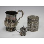 A Victorian silver christening cup of baluster form, embossed with flowers and strapwork,