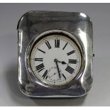 A George V silver and leather mounted travelling watch case, London 1910 by Charles Edward Phillips,
