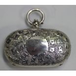 An Edwardian silver oval sovereign and half-sovereign case, engraved with ivy leaves, Birmingham