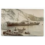 A collection of 25 postcards of shipping interest, including a printed postcard titled 'Among the