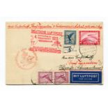 An album of German postal history, including 1929 Zeppelin card to New York with 2mk Zeppelin