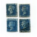 An 1858 2d blue stamp, plate 9 inverted watermark, fine used, CDS cancel, together with three