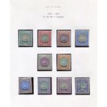 An album of stamps, including a set of Antigua 1903-1909 De La Rue specimens, ½d to 5 shillings, and