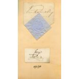 AUTOGRAPHS. An album of mounted clipped signatures and letters, including the signatures of Queen