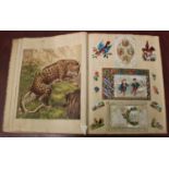 SCRAP ALBUM. An album of mounted scraps and prints, most 19th century, including many relating to