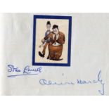 AUTOGRAPHS. An album of autographs, 10cm x 15cm, including a leaf signed by Stan Laurel and Oliver