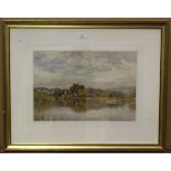 David Law - 'Cattle watering by Shiplake Mill', 19th century watercolour, signed recto, titled