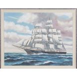 Donnison, probably Lawrence E. Donnison - Square-rigger at Sea, oil on canvas, signed and dated