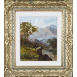Thomas Stanley Barber - Mountainous Landscape, 19th century oil on canvas, signed with monogram,