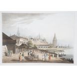 Robert Bowyer - 'The Kremlin, Moscow', hand-coloured aquatint, published circa 1814, 42.5cm x