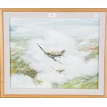 Circle of Robert Taylor - Spitfires of No.66 Squadron above the Clouds, 20th century oil on canvas-