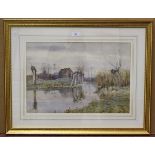 Arthur Anderson Fraser - 'The Ouse, Houghton Mill, Hants', watercolour, signed with monogram and