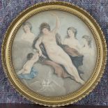 Robert Hixon (publisher) - 'Venus, Cupid and The Graces', tondo 18th century stipple engraving