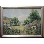 W. Wilfrid Thomas - Extensive Landscape with Wild Flowers, 20th century oil on canvas-board, signed,