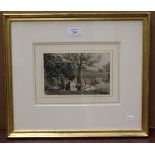 Joshua Cristall - 'A Man Seated by a Pond', late 18th/early 19th century watercolour, labels