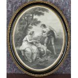 Thomas Burke, after Angelica Kauffman - 'Cupid and Cephisa', a pair of oval stipple engravings,