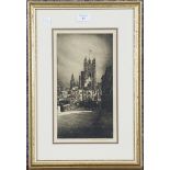 Mortimer Menpes - Victoria Tower, Westminster, etching, signed in pencil, 29cm x 16cm, within a gilt