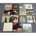 A collection of LP records and singles, including albums by Tyrannosaurus Rex, Hawkwind and Pink