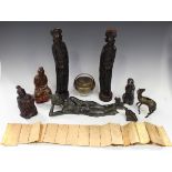 A group of mainly Eastern collectors' items, including a carved hardwood Buddhistic lion, height