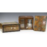 An Edwardian table-top smoker's cabinet, width 31cm, together with a Victorian walnut and brass