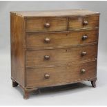 A Victorian mahogany bowfront chest of two short and three long drawers, on bracket feet, height