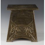 A 20th century Arts and Crafts Glasgow School brass coal box, in the manner of Margaret Gilmour, the