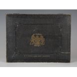 A Victorian gilt tooled leather patent documents box, the lid detailed 'Her Majesty's Patent H.B.