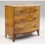 A Victorian mahogany bowfront chest of two short and two long drawers, on bracket feet, height 88cm,