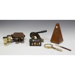 A mixed group of mainly 19th century collectors' items, including an agate handled paperknife,