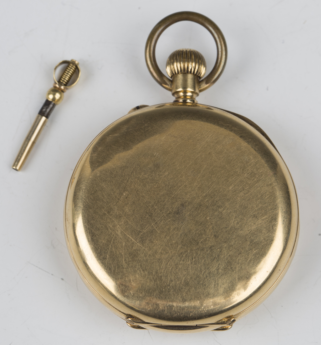 A gold keyless wind half-hunting cased gentleman's pocket watch with unsigned jewelled lever - Image 2 of 5