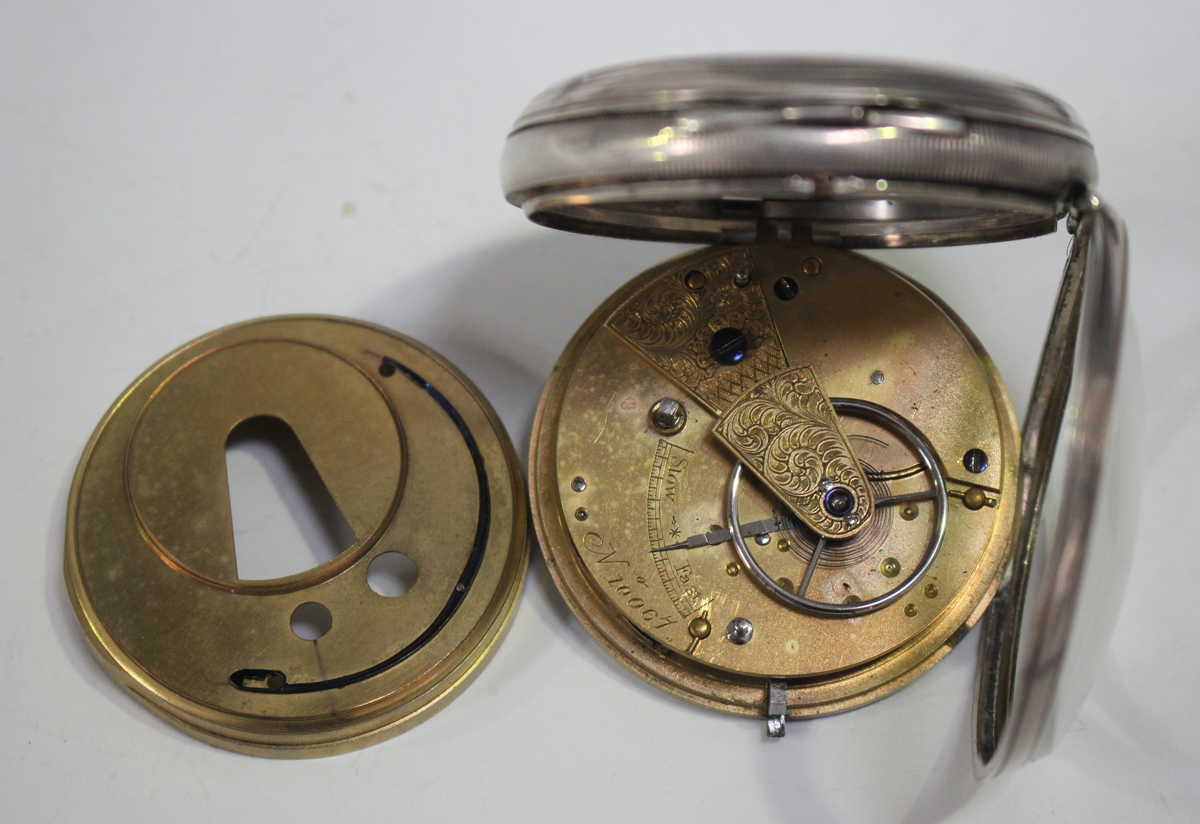 A silver keywind open-faced gentleman's pocket watch, the silvered dial with gilt Roman numerals, - Image 5 of 8