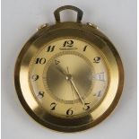 A Jaeger-LeCoultre Memovox alarm gilt metal circular cased lady's travelling watch, the signed