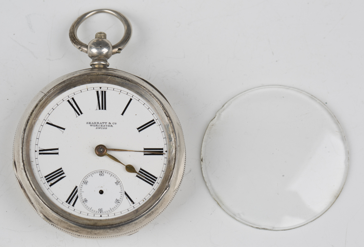 A late Victorian silver cased keywind open-faced gentleman's pocket watch, the enamelled dial with - Image 2 of 7