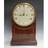 A George III mahogany bracket clock with eight day twin fusee movement striking hours on a bell, the