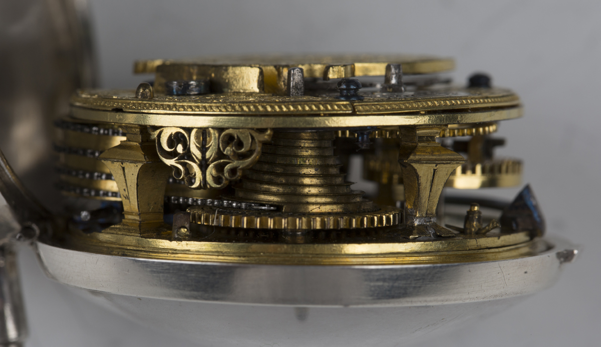 A George III silver pair cased keywind open-faced pocket watch, the gilt fusee movement with verge - Image 7 of 9