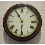 A late 19th century stained beech circular cased wall timepiece, the backplate stamped 'W & H